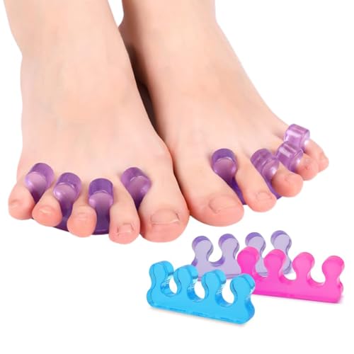 KIRZAX 3 Paar Zehentrenner Pediküre,Silikon Zehentrenner, Pediküre-Zehentrenner,Wiederholbare Zehennagelteiler, Zehentrenner Zum Auftragen Von Nagellack,für Männer und Fraue(Rosa + Lila + Blau) von KIRZAX
