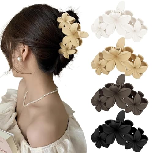 KIRZAX 4 Stück Blumen Haarspangen Große Haarklammern,Matte Haarspangen für Frauen Niedlich Haarspangen, Rutschfeste Haar Jaw Clips Haarstyling-Zubehö für Frauen Mädchen KIRZAX 4 Stück Blumen Haarspangen Große Haarklammern,Matte Haarspangen für Frauen Niedlich Haarspangen, Rutschfeste Haar Jaw Clips Haarstyling-Zubehö für Frauen Mädchen von KIRZAX
