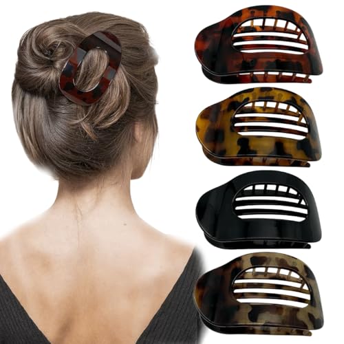 KIRZAX 4 Stück Haarklammern für Damen,Haarspange Flach Damen, Flat Claw Clip, Haarklammer für Dunn Haar, Starker Halt Seitliche Haarklammern für Alltag, Sport, Fahren, Liegen(Stil 3) von KIRZAX