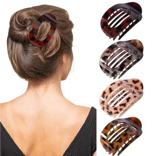 KIRZAX 4 Stück Haarklammern für Damen,Haarspange Flach Damen, Flat Claw Clip, Haarklammer für Dunn Haar, Starker Halt Seitliche Haarklammern für Alltag, Sport, Fahren, Liegen(Stil 4) von KIRZAX
