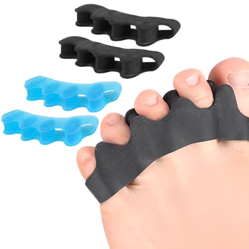 KIRZAX 4 Stück Zehenspreizer Silikon,Hallux Valgus Korrektur,Fußzehen Spreizer,Wiederholbare Waschbare Gel-Zehennagelteiler,Hallux Valgus zu lindern,für Damen und Herren(Schwarz+Blau) von KIRZAX
