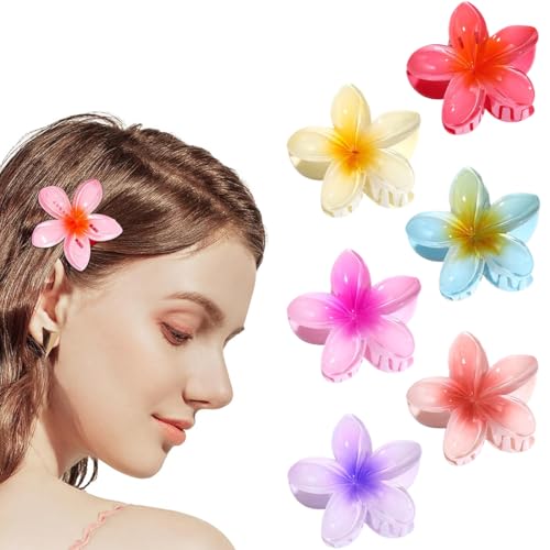 KIRZAX 6 Stück Blumen Haarspangen,Rutschfeste Hawaii Haarspange für Frauen, 3.1cm Flower Hair Clip Bunt,Haarspiralen Clip, Dekorative Haarschmuck,Hibiskus Klammer für Mädchen Dick/Dünn Haar KIRZAX 6 Stück Blumen Haarspangen,Rutschfeste Hawaii Haarspange für Frauen, 3.1cm Flower Hair Clip Bunt,Haarspiralen Clip, Dekorative Haarschmuck,Hibiskus Klammer für Mädchen Dick/Dünn Haar von KIRZAX
