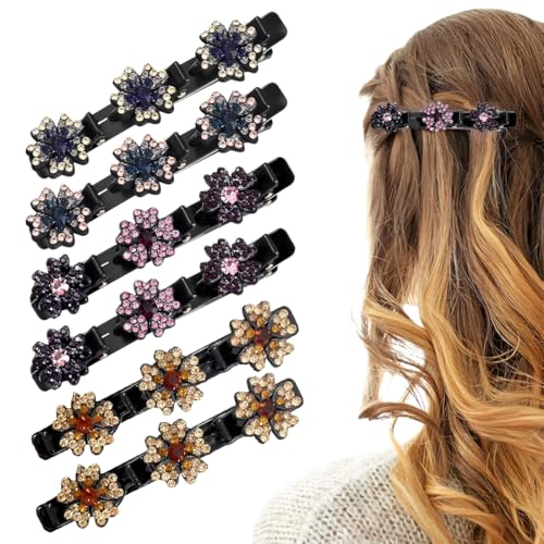 KIRZAX 6 Stück Damen Kristall-Haarspangen, neue Blumen-Haarspangen, Kristall-Stein geflochtene Haarspangen, Mädchen geflochtene Haarspangen, Mode-Haarspangen für elegante Frisuren KIRZAX 6 Stück Damen Kristall-Haarspangen, neue Blumen-Haarspangen, Kristall-Stein geflochtene Haarspangen, Mädchen geflochtene Haarspangen, Mode-Haarspangen für elegante Frisuren von KIRZAX