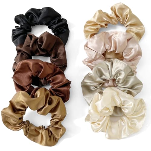 KIRZAX 8 Stück Haargummis Seide Scrunchies Satin für Damen, Elastische Gummibänder Haarband,Pferdeschwanzhalter Haarband aus Seide, für Damen & Mädchen, 8 Farben KIRZAX 8 Stück Haargummis Seide Scrunchies Satin für Damen, Elastische Gummibänder Haarband,Pferdeschwanzhalter Haarband aus Seide, für Damen & Mädchen, 8 Farben von KIRZAX