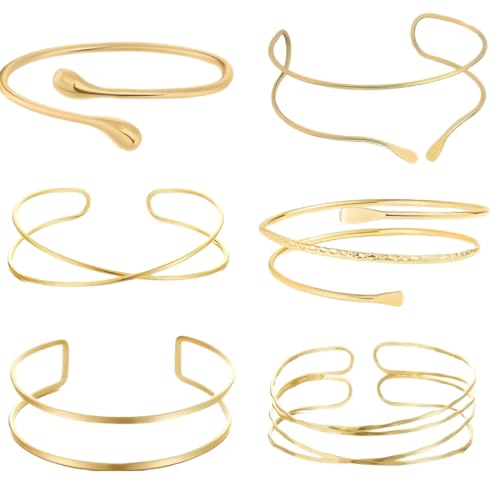 KIRZAX Armreif Gold Damen Set,Oberarm Wickelarmband Armreif,6 Teiliges Verstellbares Oberarmreif Schmuck, Minimalistisches armreif Oberarm Offen,14K Vergoldet,Zarter Geschenk für Mädchen Frauen KIRZAX Armreif Gold Damen Set,Oberarm Wickelarmband Armreif,6 Teiliges Verstellbares Oberarmreif Schmuck, Minimalistisches armreif Oberarm Offen,14K Vergoldet,Zarter Geschenk für Mädchen Frauen von KIRZAX