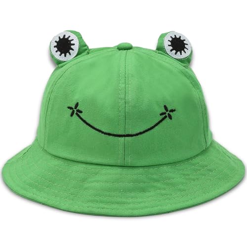 KIRZAX Fischerhut für Erwachsene,Cartoon-Kappe, Baumwolle Anglerhut Frosch Sonnenhut Fischerhut,Frosch-Angler, Strand-Sonnenhut,für Angeln Wandern Camping Outdoor von KIRZAX