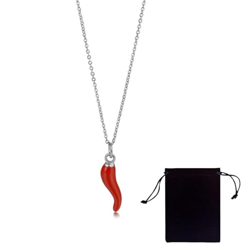 KIRZAX Herren Damen Collier 3D Italienisches Horn Halskette Cornicello Charm Anhänger Kette 316L Edelstahl Hornkette Glücksbringer Amulett Glückschmuck Necklace Geschenke für Männer Frauen KIRZAX Herren Damen Collier 3D Italienisches Horn Halskette Cornicello Charm Anhänger Kette 316L Edelstahl Hornkette Glücksbringer Amulett Glückschmuck Necklace Geschenke für Männer Frauen von KIRZAX