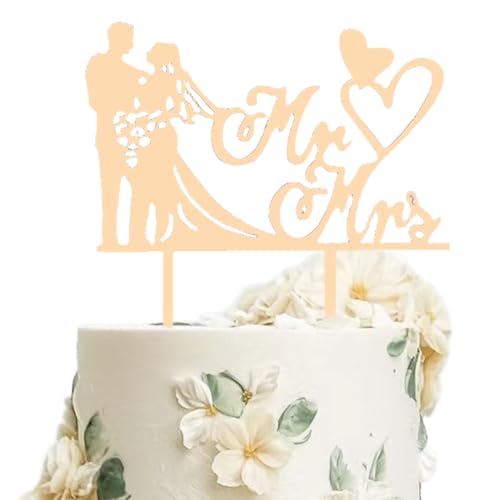 KIRZAX Holz Cake Topper Hochzeit,Mr & Mrs Cake Topper Tortendeko Hochzeit,Liebe Hochzeitstortedeko,Tortenstecker Hochzeitsfeier Jubiläum Verlobung Antrag von KIRZAX