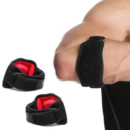 KIRZAX Tennisarmbandage,2x Ellenbogen Bandagen,Ellenbogenbandage Männer Damen mit EVA-Futter, für Sehnenentzündung, Arthritis,Lindert die Schmerzen bei Tennisarm Golferarm(Schwarz und Rot) von KIRZAX