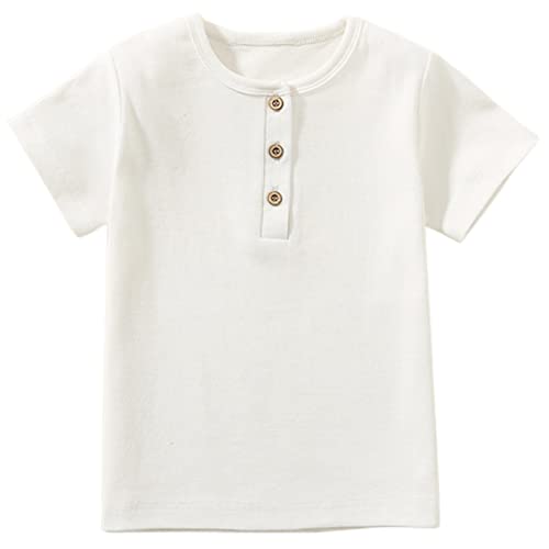 KISLOVE Jungen T-Shirt Kurzarm Henley Kinder Oberteile Sommer Basic Baumwolle Shirts für Kinde Weiß, 7 Jahre KISLOVE Jungen T-Shirt Kurzarm Henley Kinder Oberteile Sommer Basic Baumwolle Shirts für Kinde Weiß, 7 Jahre von KISLOVE