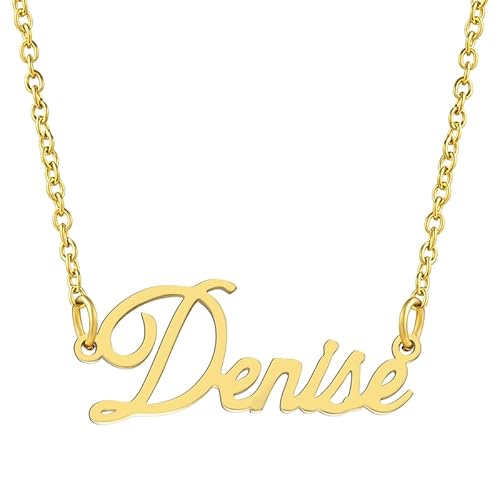 KISPER 18K Gold vergoldet Edelstahl personalisierte Name Anhänger Halskette, Denise KISPER 18K Gold vergoldet Edelstahl personalisierte Name Anhänger Halskette, Denise von KISPER