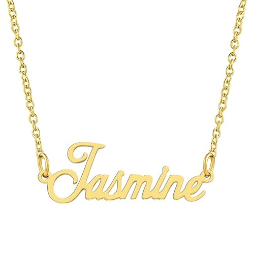 KISPER 18K Gold vergoldet Edelstahl personalisierte Name Anhänger Halskette, Jasmine KISPER 18K Gold vergoldet Edelstahl personalisierte Name Anhänger Halskette, Jasmine von KISPER