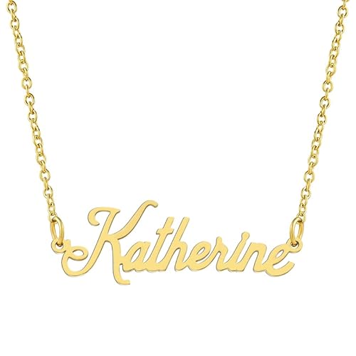 KISPER 18K Gold vergoldet Edelstahl personalisierte Name Anhänger Halskette, Katherine KISPER 18K Gold vergoldet Edelstahl personalisierte Name Anhänger Halskette, Katherine von KISPER