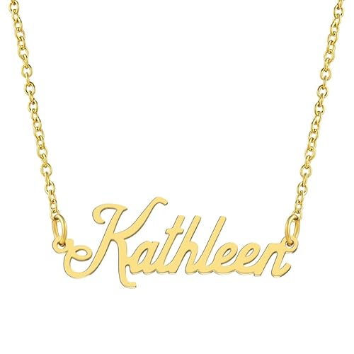 KISPER 18K Gold vergoldet Edelstahl personalisierte Name Anhänger Halskette, Kathleen von KISPER