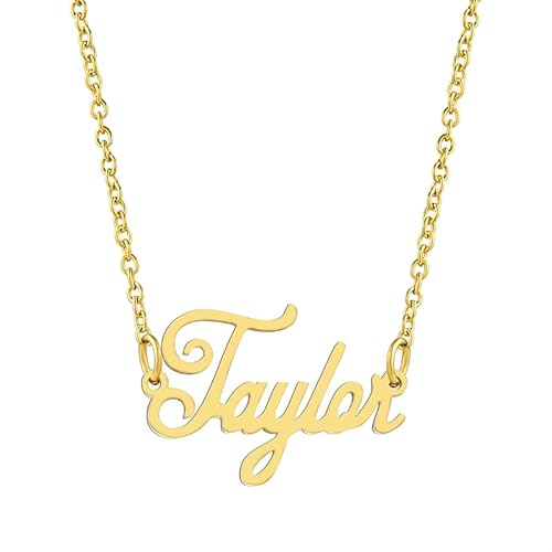 KISPER 18K Gold vergoldet Edelstahl personalisierte Name Anhänger Halskette, Taylor KISPER 18K Gold vergoldet Edelstahl personalisierte Name Anhänger Halskette, Taylor von KISPER