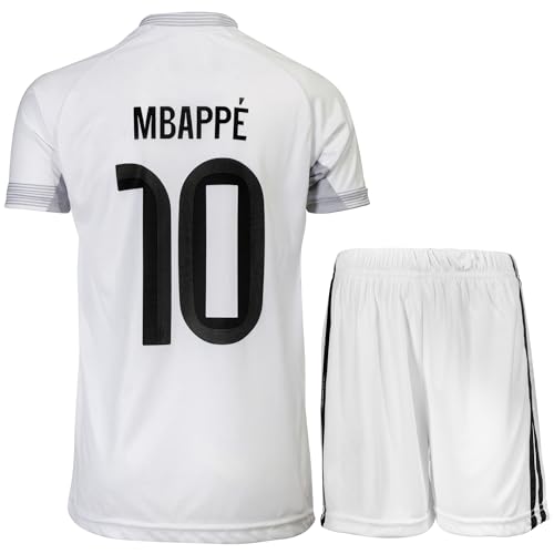 KISRAS R. Madrid Mbappe #9 Heim 2024/2025 Fußball Kinder Trikot Shorts Geschenk Set Jugendgrößen (Weiß,128) von KISRAS