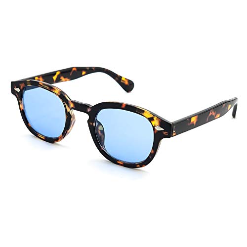 KISS® Sonnenbrille - MOSCOT Style Mod. DEPP ICONIC - Johnny Depp Mann Frau VINTAGE Unisex - HAVANA/Blau von KISS