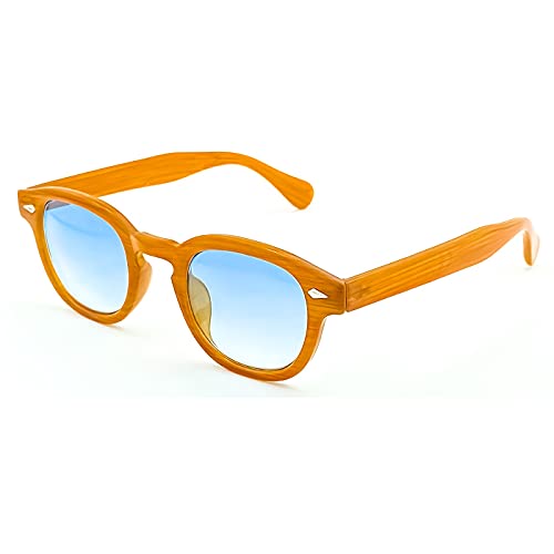 KISS® Sonnenbrille - MOSCOT Style Mod. DEPP ICONIC - Johnny Depp Mann Frau VINTAGE Unisex - ORANGE/Soft Blue von KISS