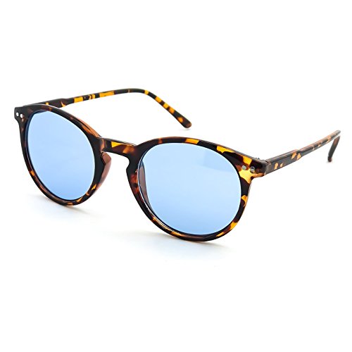 KISS® Sonnenbrille - MOSCOT Style Mod. WAVE Johnny Depp - Kult VINTAGE Leichter Mann Frau RUND Unisex - HAVANA/Blau von KISS