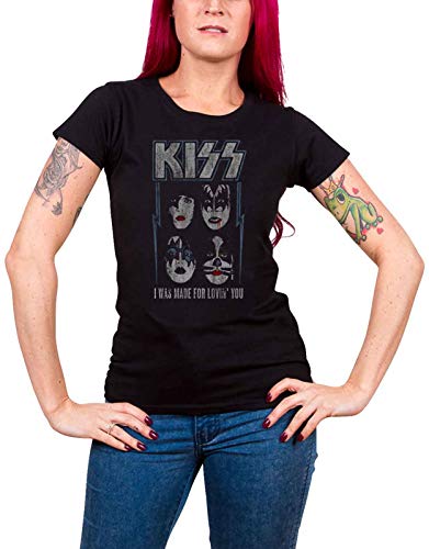 KISS Damen Made for Lovin' You T-Shirt, Schwarz (Black Black), 36 (Herstellergröße: Medium) von KISS