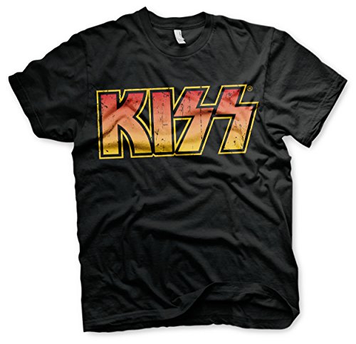 KISS Distressed Logotype Official Men's Herren T-Shirt (Schwarz), Large von KISS