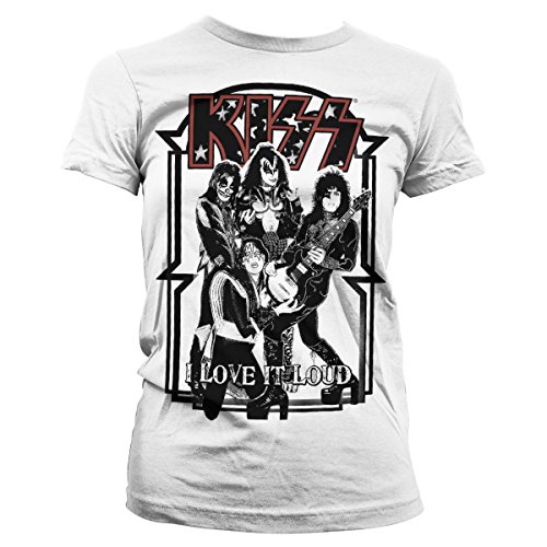 KISS - I Love It Loud Official Damen T-Shirt (Weiß), X-Large von KISS