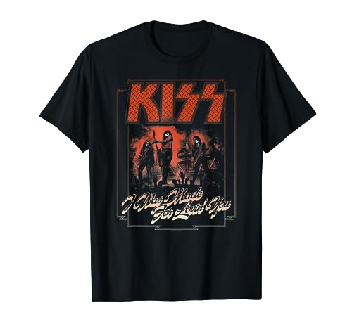 KISS - Ich liebe dich Damen T-Shirt Schwarz S Crew Neck Halbarm Klassisches Band-T-Shirt von KISS