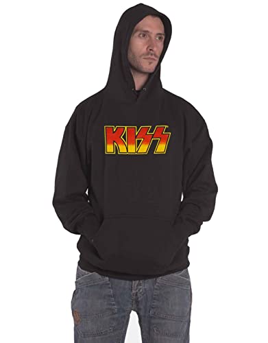 KISS Kapuzenpullover Classic Band Logo Nue offiziell Herren Charcoal Grau von KISS