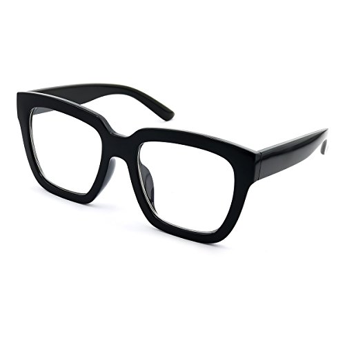 KISS Neutrale Brille Superb mod. HORNY - Modediva WOMAN Vintage OVERSIZE optischer Rahmen aus den 50er und 60er Jahren - SCHWARZ V1 von KISS