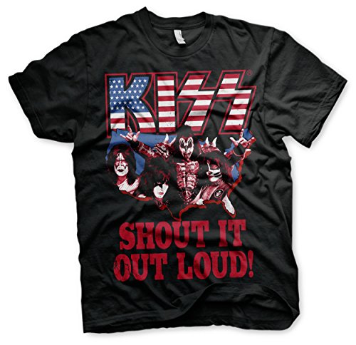 KISS Offizielles Lizenzprodukt Shout It Out Loud 3XL, 4XL, 5XL Herren T-Shirt (Schwarz), 3X-Large von KISS