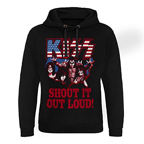 KISS Offizielles Lizenzprodukt Stars & Stripes Epic Kapuzenpullover (Schwarz), Large von KISS