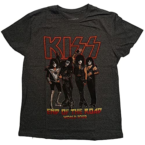 KISS T Shirt End of The Road Tour Band Logo Nue offiziell Herren Brindle Schwarz XS von KISS