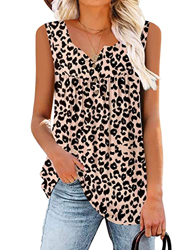 KISSMODA Damen Tank Tops Sommer Ärmellose Rüschen Damen Shirts Leopard XLarge von KISSMODA