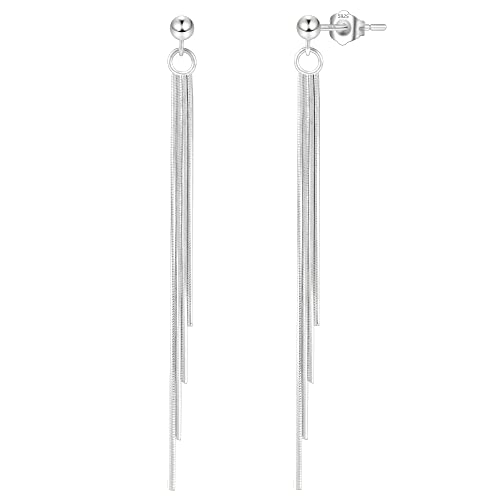 Massives 925er Sterlingsilber Leicht Lange Quasten-Ohrringe, Hypoallergen Weiß Vergoldet Ohrstecker Schmuck, Geschenk für Frauen Mädchen Hochzeiten Geburtstag Jahrestag Massives 925er Sterlingsilber Leicht Lange Quasten-Ohrringe, Hypoallergen Weiß Vergoldet Ohrstecker Schmuck, Geschenk für Frauen Mädchen Hochzeiten Geburtstag Jahrestag von KISSPAT