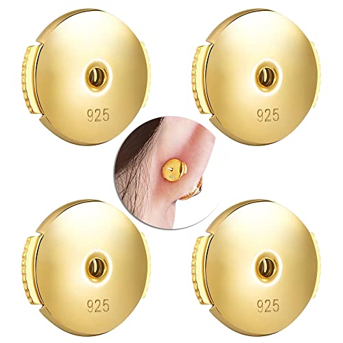 Gold Ohrring Ohrstecker Verschluss, 2 Paare Silber 925 Ohrstopper Ohrring Hypoallergen Ohrmuschelheber Ohrringe Lifter Rücken Ohrring Stopper Ohrringheber Sicher Ohrstecker Heber von KISSPAT