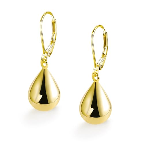 Creolen Ohrringe für Damen, 14 Karat Gold Wassertropfen Hängend Ohrringe Klobige Tropfen Ohrringe im französischen Stil Hypoallergener Schmuck Geschenk von KISSPAT