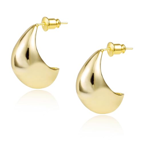 Gold Ohrringe Dupes für Damen, Gold Dicke Creolen klobig Leichte Chunky Ohrringe Hollow Open Hoop Ohrstecker Groß Waterdrop Ohrringe Hängende Gold Ohrhänger Damen Modeschmuck von KISSPAT