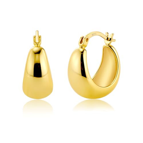 KISSPAT Gold Ohrring für Damen, Größe Breit Creolen Ohrringe Hypoallergen Dicke Ohrringe Leichte Gold Klobige Creolen Ohrringe Statement Kreolen Ohrringe für Damen von KISSPAT