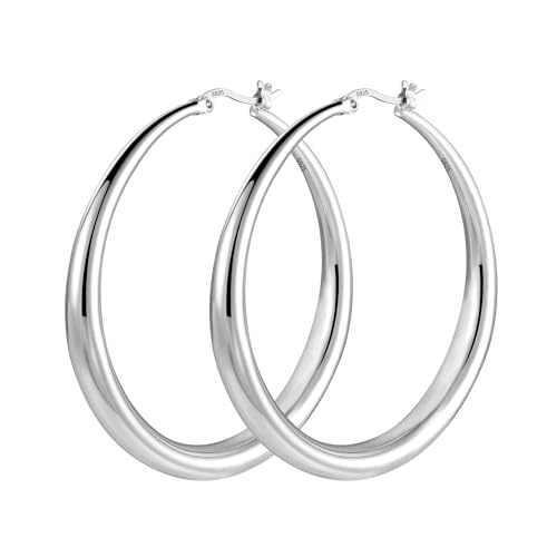 Große Creolen Ohrring für Damen, Hypoallergene aus S925-Sterlingsilber leicht Silber große Creolen Schmuck Geschenk für Frauen 5,1 cm von KISSPAT