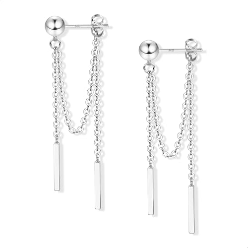Silber 925 Hängend Ohrringe Damen, Lange Quasten Ohrringe Hypoallergen Lange Ohrringe Lange Quasten Ohrringe Hängend Ohrringe fur Damen von KISSPAT
