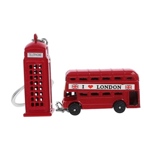 KITANDOVE 2Stücke London Bus und Telefonzelle Schlüsselanhänger Stilvolle Souvenirs Unisex Taschenanhänger für Auto und von KITANDOVE