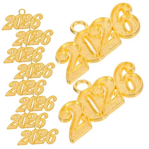 KITANDOVE 50Pcs 2026 Anhänger mit Zahl und Jahr Aufbewahrungsregal tragbares Farbpanel abschlussgeschenk schlüsselanhanger Schmuckzubehör 2025-jähriger Charme Zinklegierung Golden von KITANDOVE