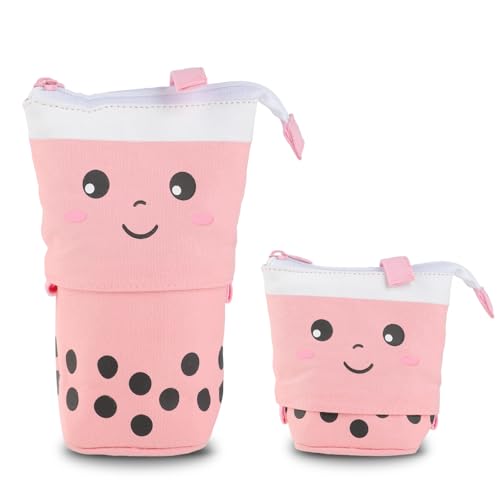 KITDAHOM Teleskopisch Mäppchen - Federmäppchen mit Reißverschluss - Mäppchen für Mädchen, 2-in-1 Standmäppchen mit ausziehbarer Funktion, Mädchen Geschenke 7 8 9 10 11 12 Jahre (Rosa) von KITDAHOM