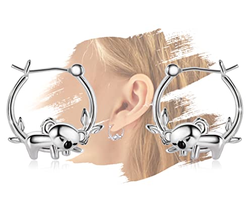 Koala Ohrringe für Mädchen - Sterling Silber Koala Hoop Ohrringe für Jugendliche hypoallergene niedliche Tier Ohrringe für Frauen für empfindliche Ohren Huggie Hoop Ohrringe Geschenke für Geburtstag von KITEENAL