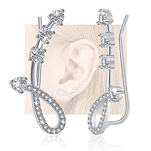 Ohrringe aus Zirkonia - Sterling Silber CZ Ohrmanschetten Hypoallergene Ohrkletterohrringe für Frauen Mädchen von KITEENAL