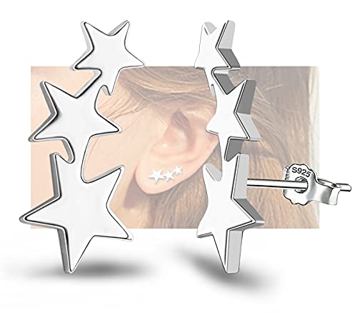 Sterling Silber Stern Ohrstecker - Hypoallergene Sterne Post Ohrringe für Mädchen Teenager Frauen von KITEENAL