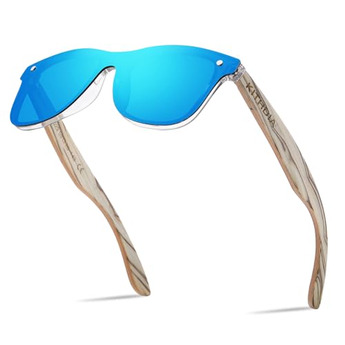 KITHDIA Holz Sonnenbrillen Herren und Damen Polarisierte Sonnenbrille mit Holzbügeln/UV400-Schutz C5029 von KITHDIA