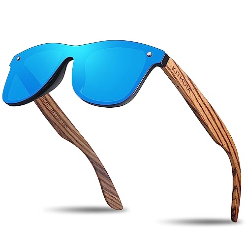 KITHDIA Holz Sonnenbrillen Herren und Damen Polarisierte Sonnenbrille mit Holzbügeln/UV400-Schutz C5029 von KITHDIA