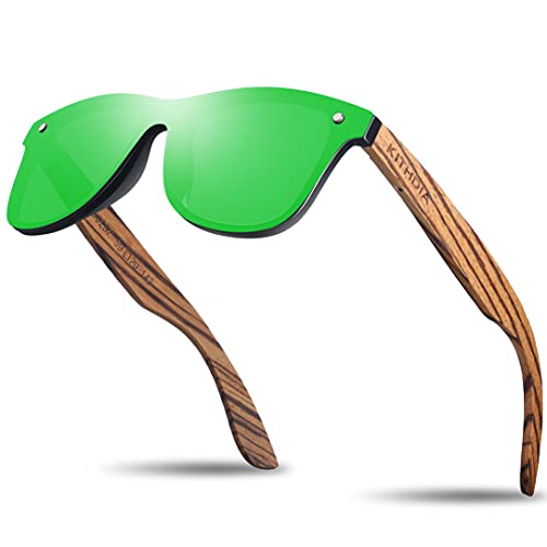 KITHDIA Holz Sonnenbrillen Herren und Damen Polarisierte Sonnenbrille mit Holzbügeln/UV400-Schutz C5029 von KITHDIA