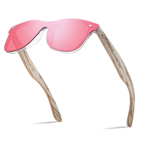 KITHDIA Holz Sonnenbrillen Herren und Damen Polarisierte Sonnenbrille mit Holzbügeln/UV400-Schutz C5029 von KITHDIA